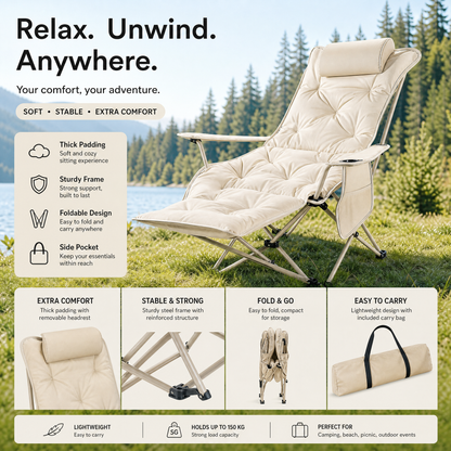 🪑  Tragbarer verstellbarer Klappstuhl für Außenbereich – Leicht, stabil & vielseitig – Ideal für Garten, Camping, Strand oder Terrasse – einfacher Transport und Aufbau 🏕️✨