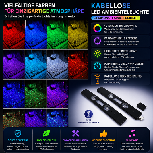 🔥50 % Rabatt🔥 LED-Ambientebeleuchtung mit kabelloser Ladefunktion