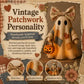 🎃✨Beleuchteter Vintage Patchwork-Geist – Halloween Deko mit warmem Licht, Batteriebetrieb, Farmhouse-Stil