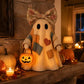 🎃✨Beleuchteter Vintage Patchwork-Geist – Halloween Deko mit warmem Licht, Batteriebetrieb, Farmhouse-Stil