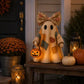 🎃✨Beleuchteter Vintage Patchwork-Geist – Halloween Deko mit warmem Licht, Batteriebetrieb, Farmhouse-Stil