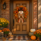 🔥🍁 Herbst-Favorit – Beleuchteter Vogelscheuchen-Kranz für die Haustür