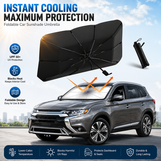Faltbarer Auto Sonnenschutz Windschutzscheibe – Regenschirm-Design, UV-Schutz & Hitzeschutz für PKW & SUV