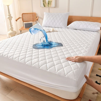 🛌✨ Wasserdichte Wattierte Matratzenauflage & Kissenbezüge Set – Atmungsaktiv, pflegeleicht & allergenarm 💦