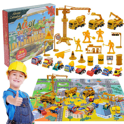 🚗Adventskalender für Jungen: Spielzeugsets mit Baumaschinen aus Metalllegierung