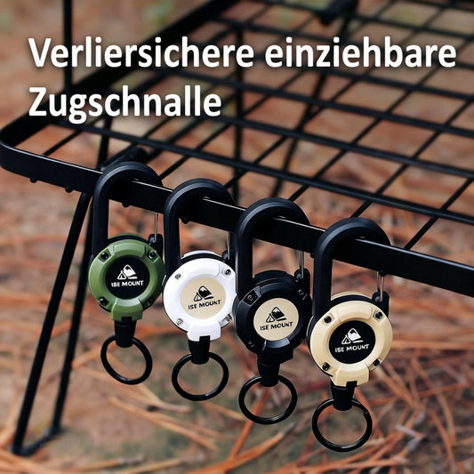 🔥🎁 1+1 GRATIS!! 🥳🏆3-in-1-Multifunktions-Schlüsselanhänger mit einziehbarem Zugseil, robuster Stahlseilschnalle und praktischem Werkzeug für Outdoor-Sportarten💪🧗