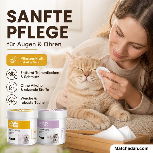 🎉Über 55.000 verkaufte Exemplare 🐾 Natürliche, pflanzliche Augen- und Ohrenreinigungstücher für Haustiere, sanfter Aloe-Entferner für Tränenflecken bei Hunden und Katzen