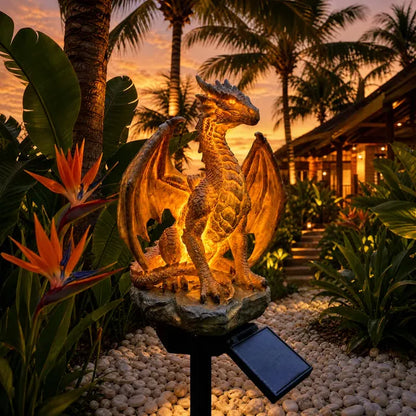 Solarbetriebene Drachenkristall-Gartenleuchte – Leuchtende Fantasy-Außendekoration mit Solarpanel