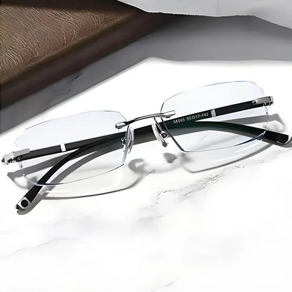 Rahmenlose, ultraleichte Lesebrille mit Diamantschliff