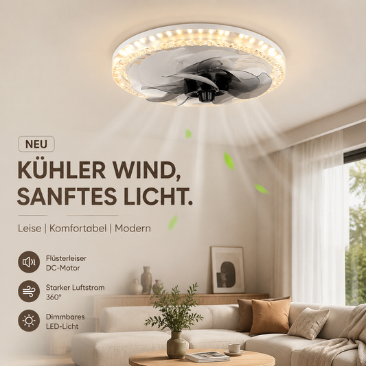 📢📢 50 % RABATT!! 🥳 KOSTENLOSER VERSAND 💞💨 2-in-1-Lautloser, verstellbarer Ventilator mit Fernbedienung und Licht fürs Schlafzimmer