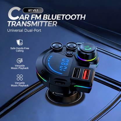 📻 🚗 Universeller Dual-Port-FM-Bluetooth-Transmitter – Kabellose Musik, Freisprechen & Doppel-USB-Ladegerät 🔌