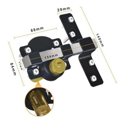 💎 Doppelseitiges Hoftor-Schloss 50/70 mm – Robustes Eisenschloss mit Langriegel & 5 Schlüsseln für Innen & Außen 🔒🚪