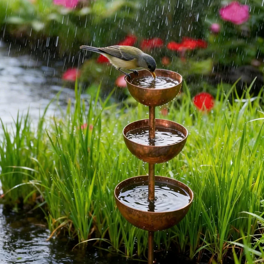 🐦🐦 50 % RABATT 🔥🔥 Rustikaler 3-stöckiger Metall-Vogelfutterständer & Tränke – wetterfest, standsicher, für Garten & Balkon – ideal für Vogelbegeisterte