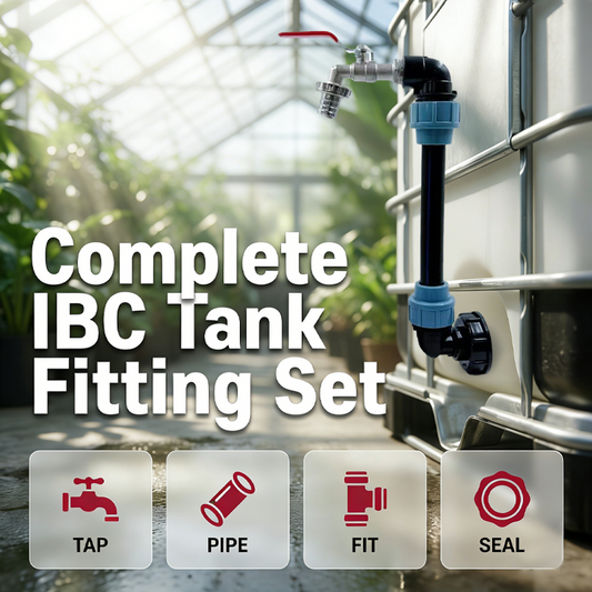 Adapter-Set für IBC-Tanks – Erhöhung, Zapfhahn aus Zinklegierung (3/4“), PE-Schlauch & Winkelstücke – ideal für Garten & Haushalt💧🏡