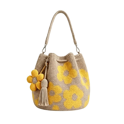 🌻 Handgefertigte Häkeltasche mit Blumenmuster – leichte Baumwollmischung, geräumig & boho – perfekt für Sommer & Strand