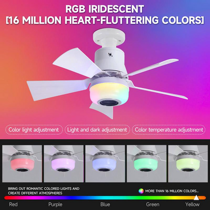 Smarter Deckenventilator mit Beleuchtung, RGB und Bluetooth-Lautsprecher
