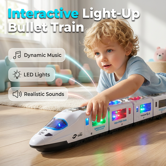🚂 LIMITIERTES ANGEBOT 50% RABATT! ✨ Elektrischer Spielzeugzug – Leuchtend, Stoß-und-Fahr, mit Musik 🎵