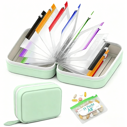 💊Wasserdichter Pillen-Organizer Set – Wiederverwendbare Beschriftungsbeutel für Medikamente, Vitamine & Reisen