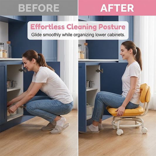 🪑⏰ Leichter Rollhocker mit 360°-Lenkrollen – weiche Polsterung, geräuschlose Bewegung & vielseitig für Haushalt, Kinder & Entspannung 🛋️