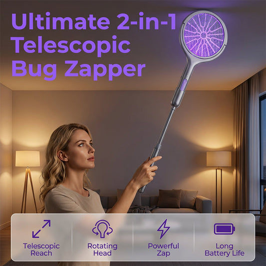 🔥【Limitierte Auflage – 49 % Rabatt】✨Mosquito Zapper – Elektrischer 2-in-1-Mückenklatscher, wiederaufladbarer USB-Insektenklatscher mit 3000 V und drehbarem Kopf, elektrischer Mückenschutz für Haus/Balkon/Garten/Camping