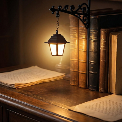 Miniatur-Bücherstütze im Retro-Straßenlaternen-Stil